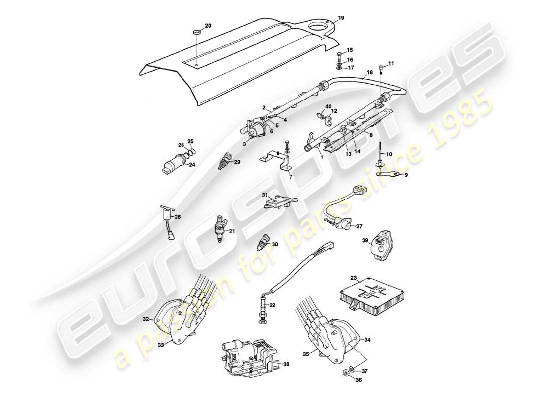 aston martin v8 volante (1997) teilediagramm für elektronische kraftstoffeinspritzung