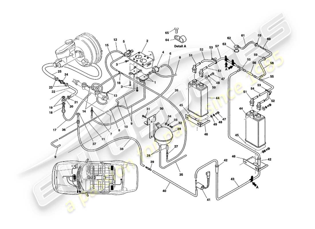 aston martin v8 volante (1998) vakuumsystem teilediagramm