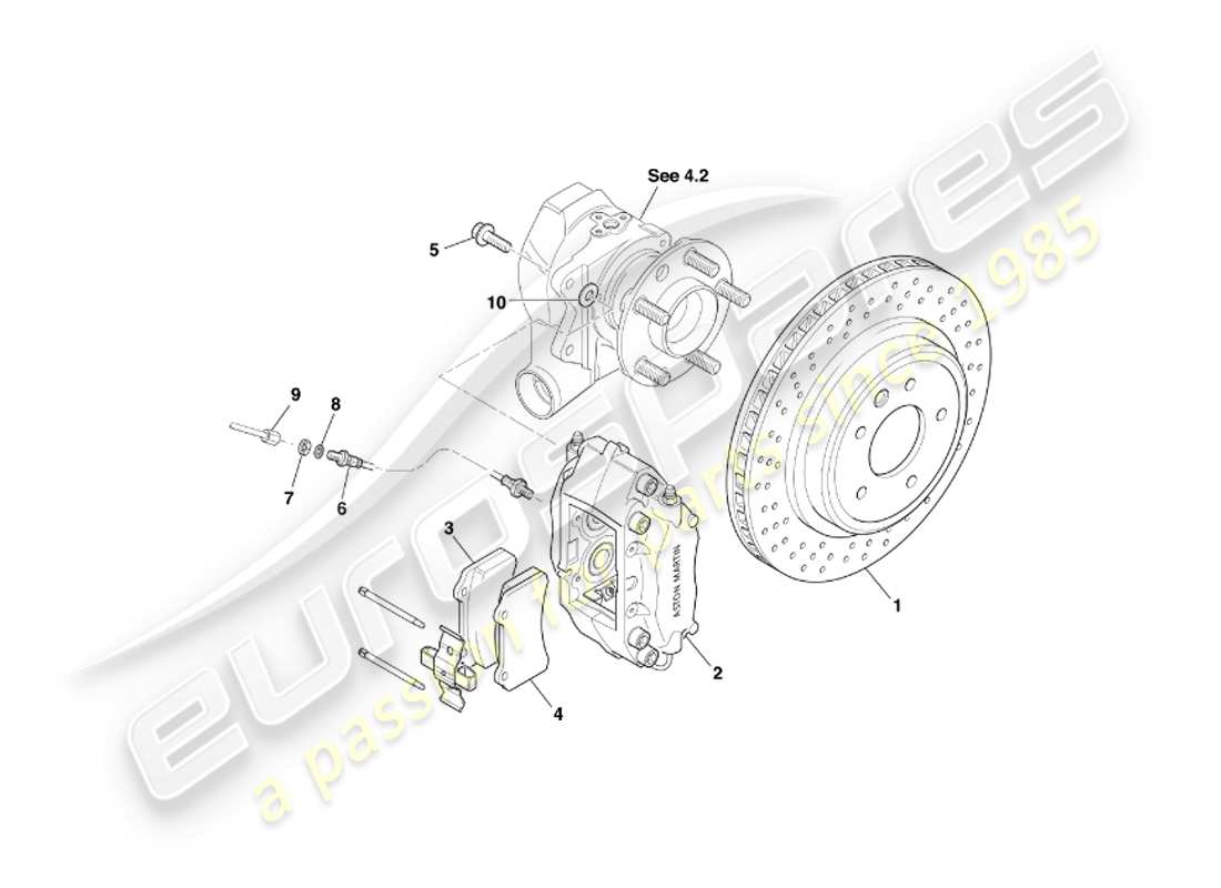 aston martin db7 vantage (2001) teilediagramm für hinterradbremsen