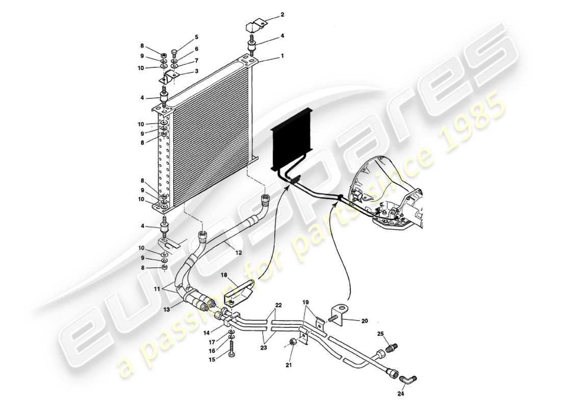 aston martin v8 volante (1998) teilediagramm getriebekühlung