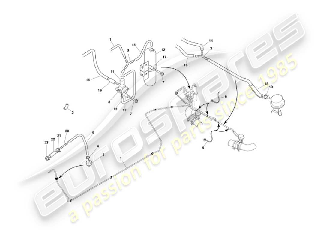 aston martin vanquish (2005) teilediagramm des abgas-bypass-systems