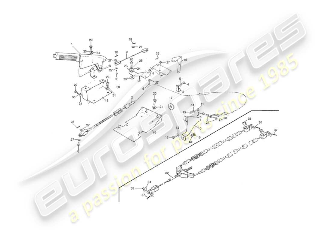 aston martin v8 virage (2000) handbremse ersatzteildiagramm