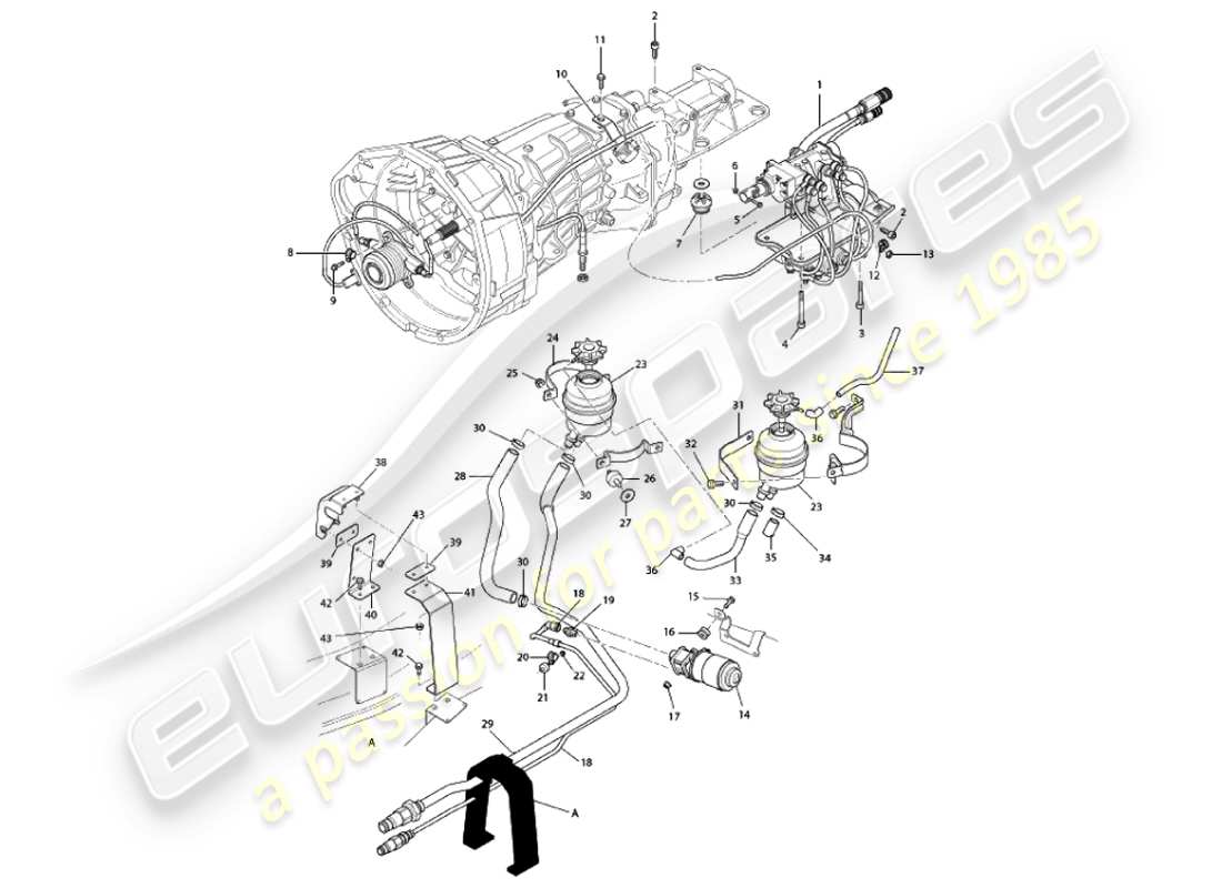aston martin vanquish (2002) asm hydrauliksystem-teilediagramm