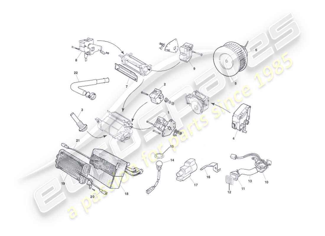 aston martin vanquish (2002) teilediagramm für steuermodule