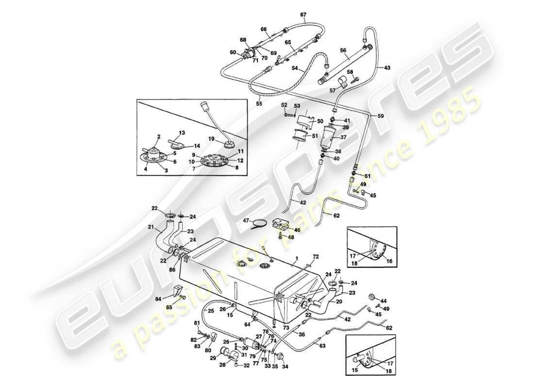 aston martin v8 volante (1998) kraftstoffsystem teilediagramm