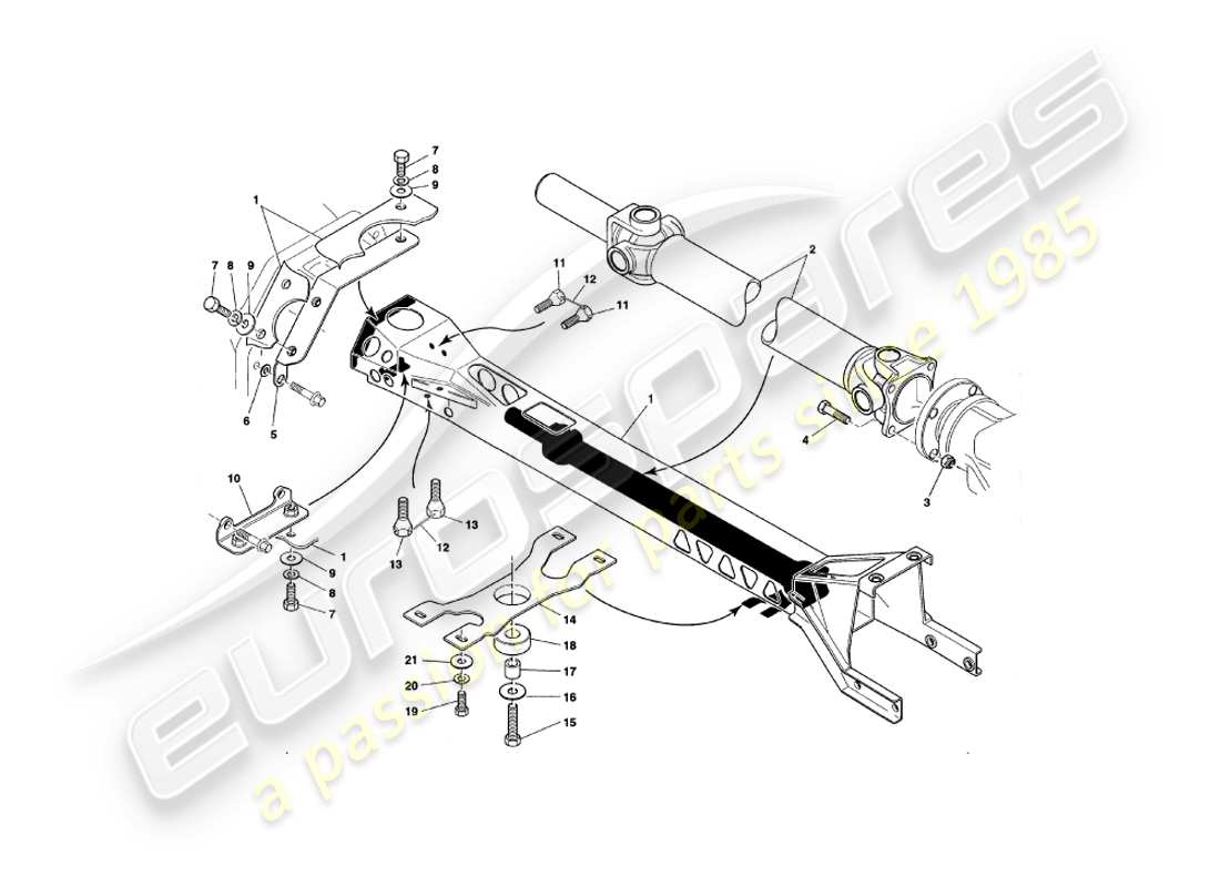 aston martin v8 coupe (2000) teilediagramm für drehmomentrohr und antriebswelle