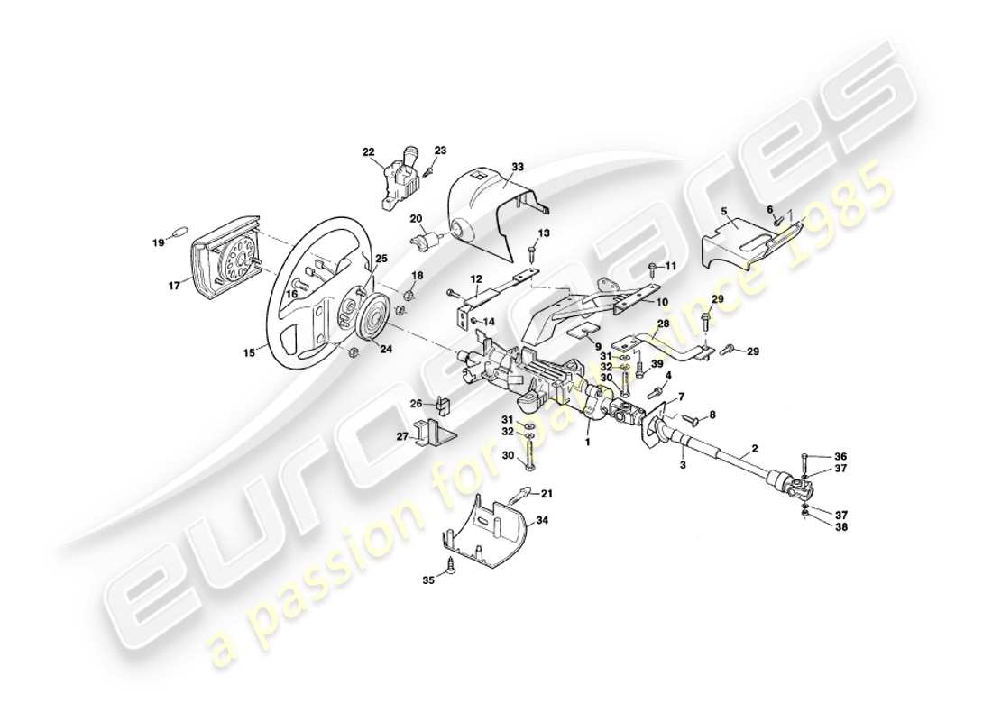 aston martin v8 coupe (2000) lenksäule ersatzteildiagramm