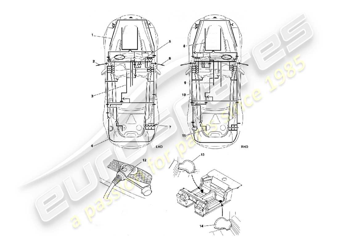 aston martin vanquish (2006) kabelbaum-teilediagramm