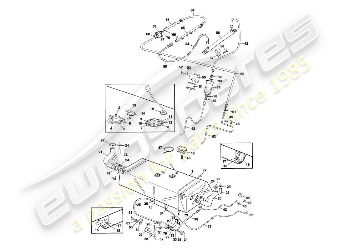 aston martin v8 coupe (2000) kraftstoffsystem teilediagramm