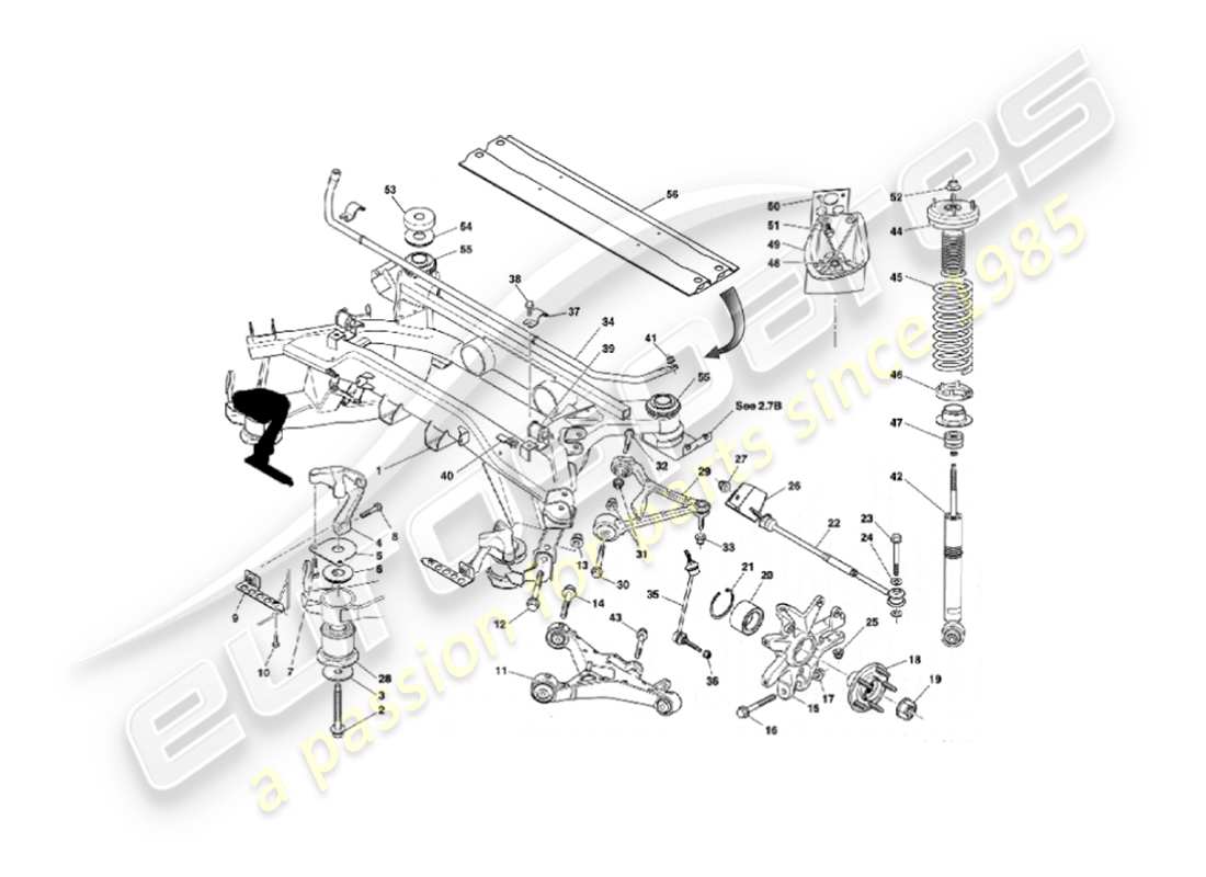 aston martin vanquish (2004) hinterradaufhängung teilediagramm