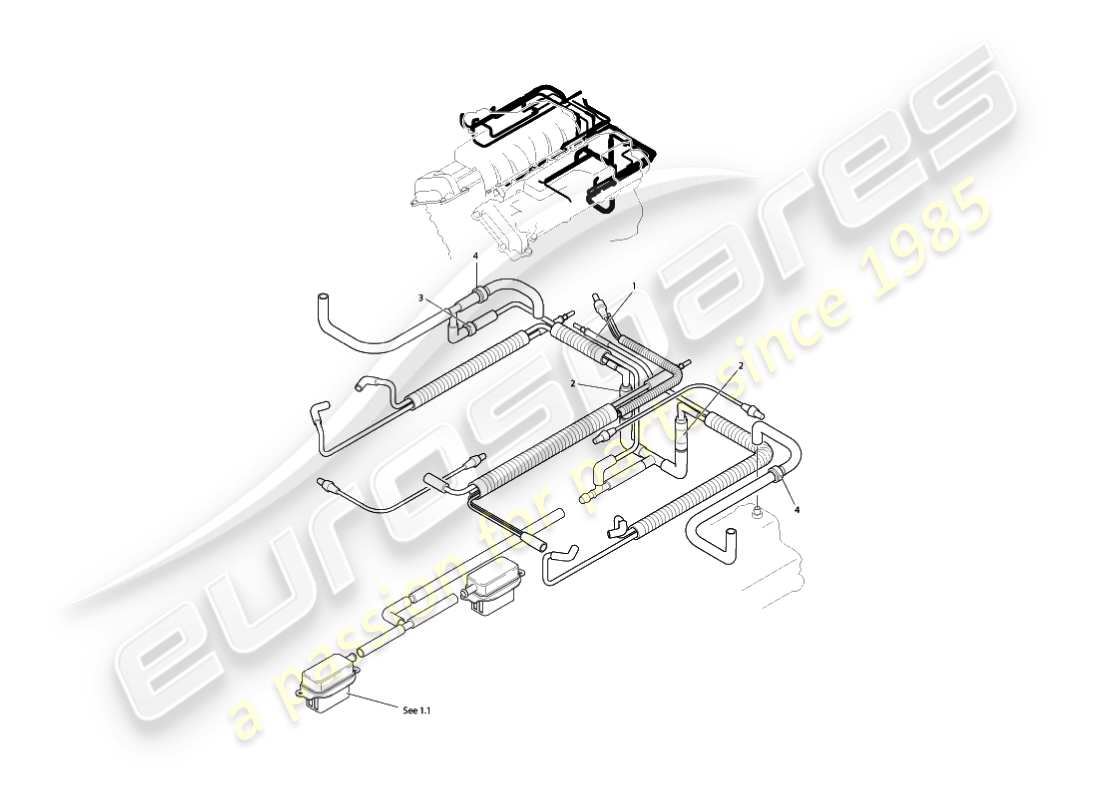 aston martin vanquish (2004) vakuumsystem, motorteildiagramm