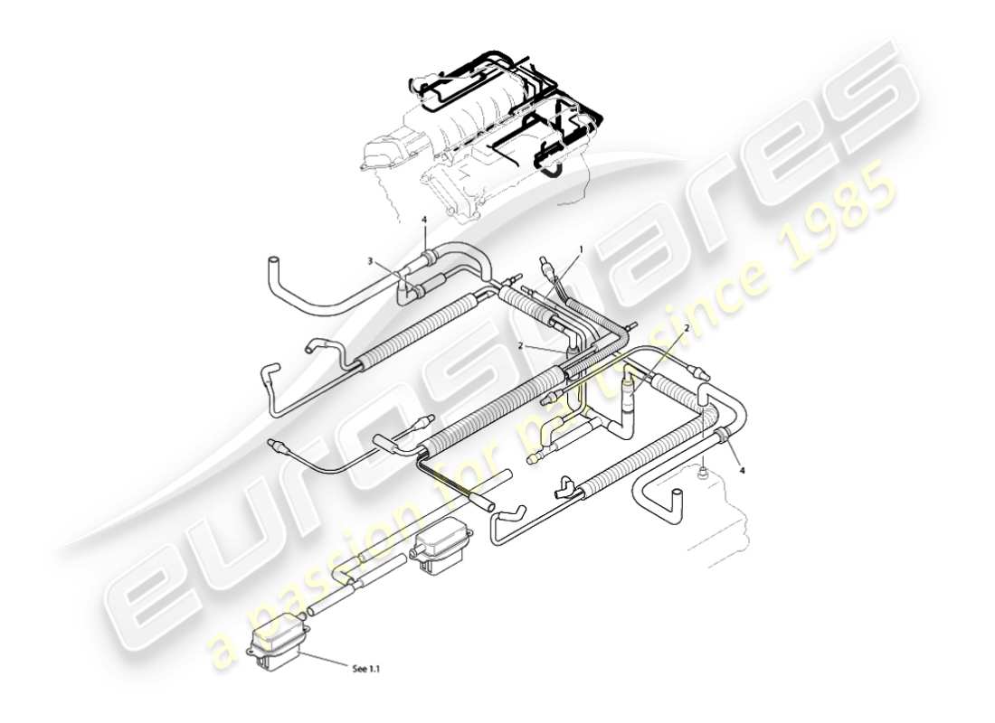 aston martin vanquish (2003) vakuumsystem, motorteildiagramm