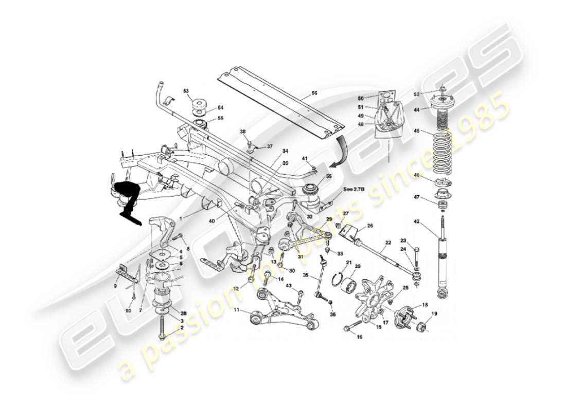 aston martin vanquish (2006) hinterradaufhängung teilediagramm