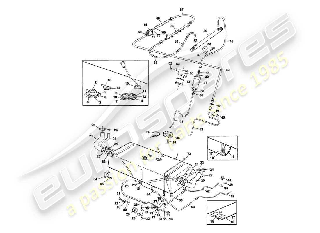 aston martin v8 volante (1997) kraftstoffsystem teilediagramm