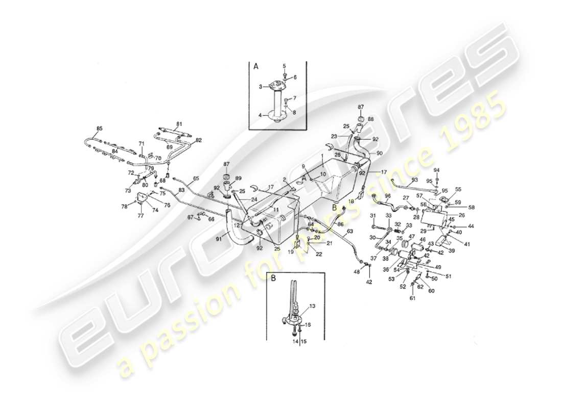 aston martin v8 virage (2000) kraftstoffsystem teilediagramm