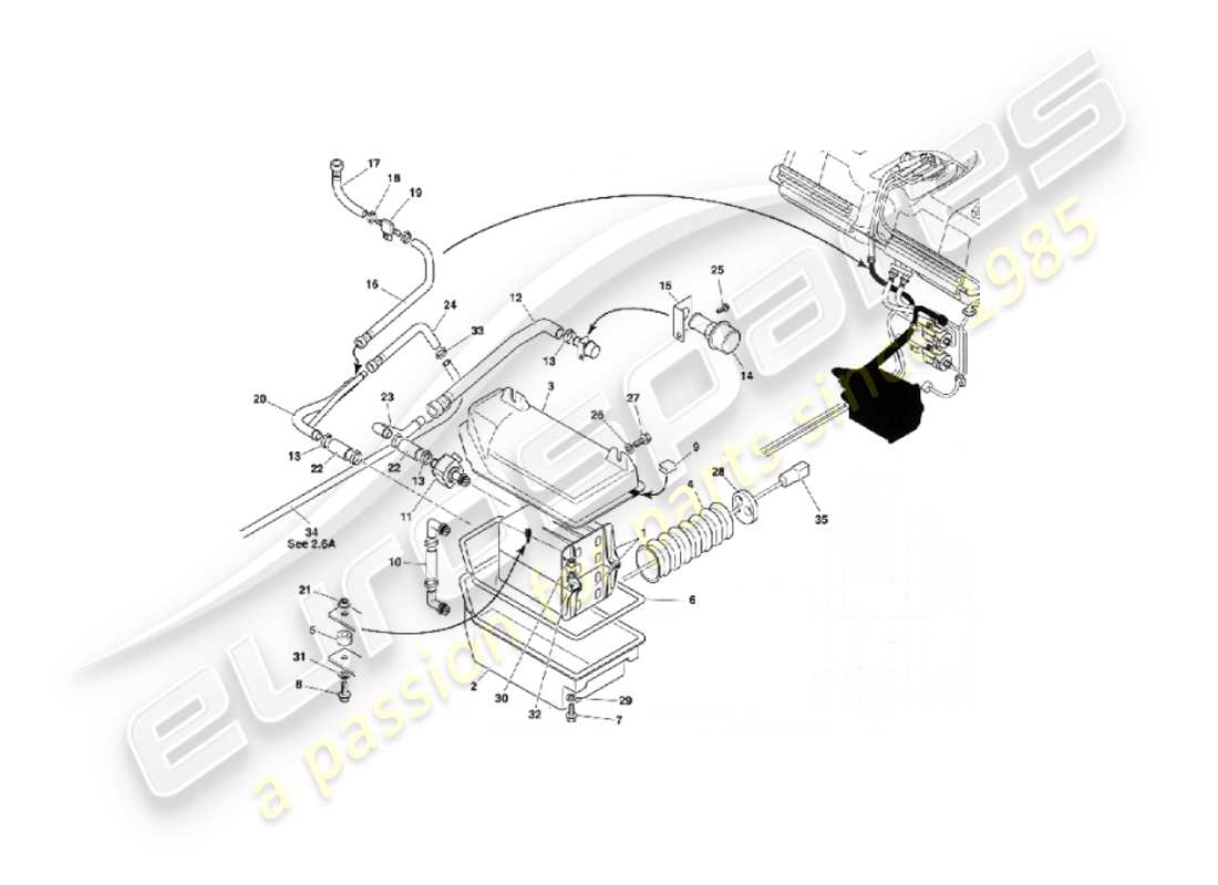 aston martin vanquish (2003) teilediagramm des verdunstungsemissionssystems