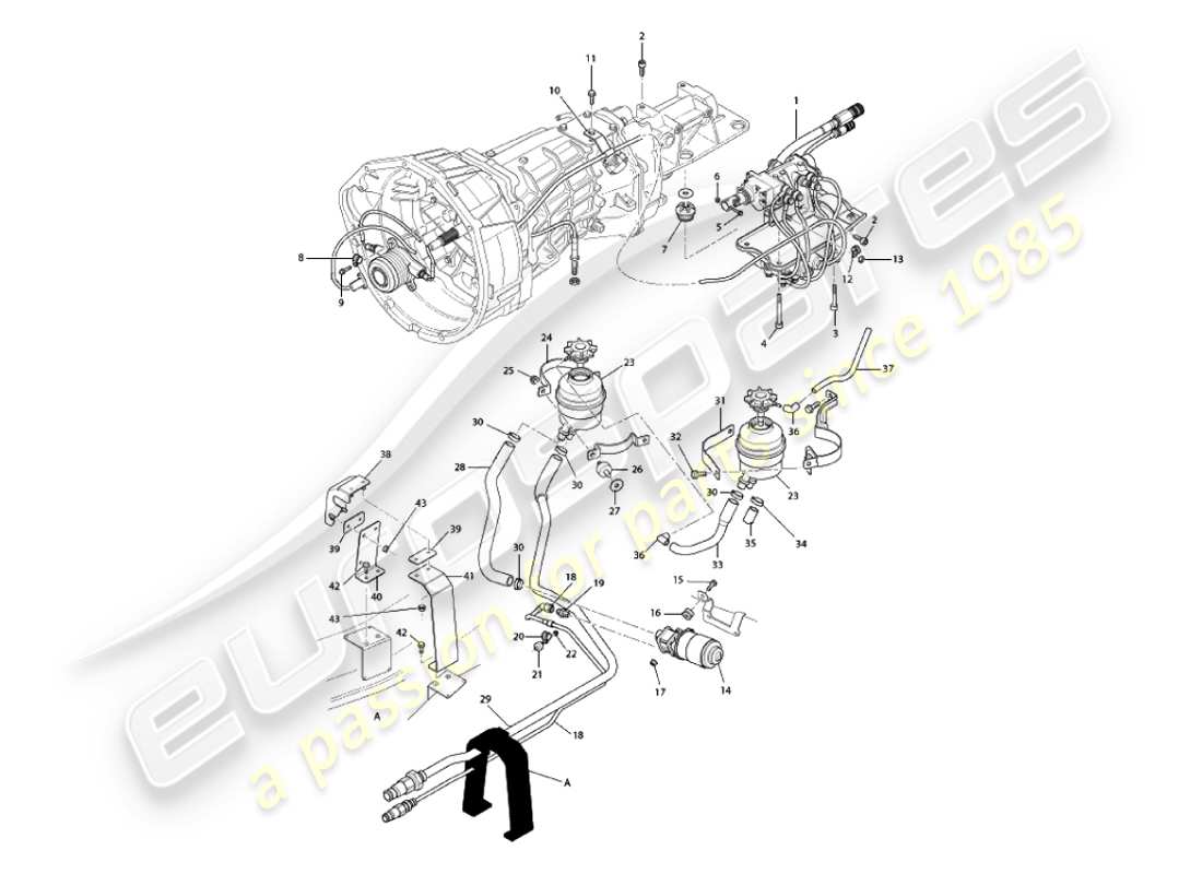 aston martin vanquish (2003) asm hydrauliksystem-teilediagramm
