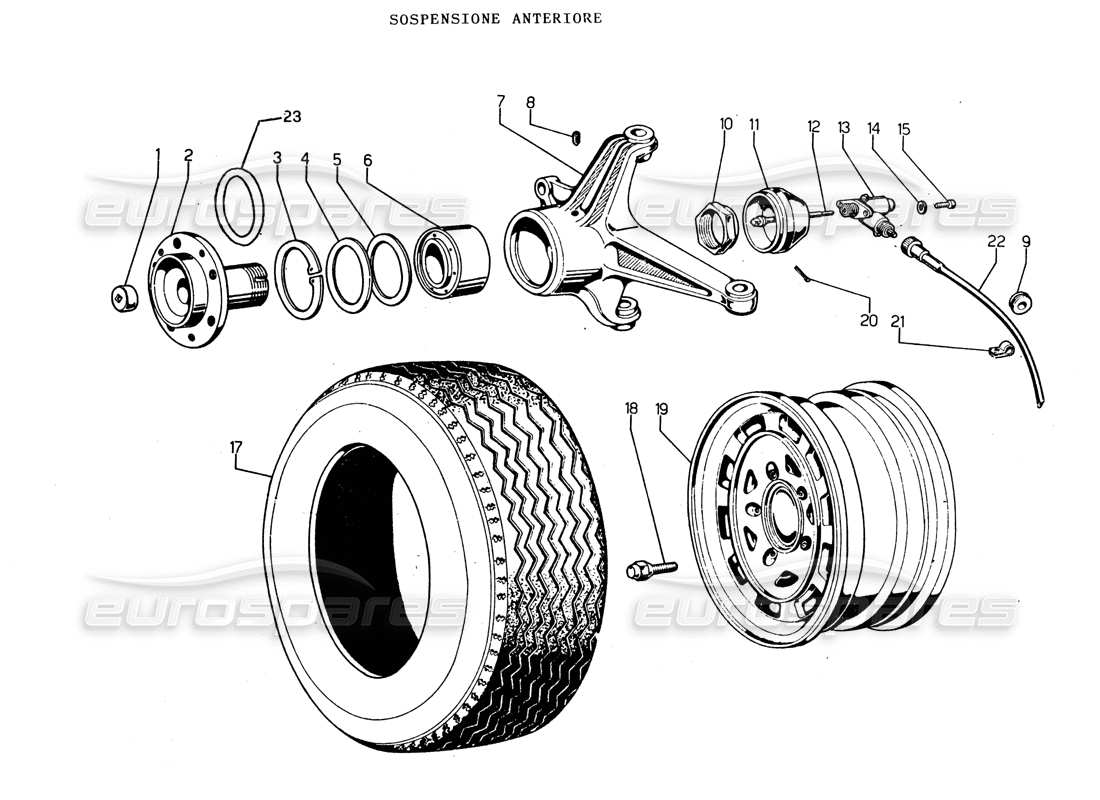 lamborghini espada vorderradnabe (großbritannien, irland, australien) teilediagramm