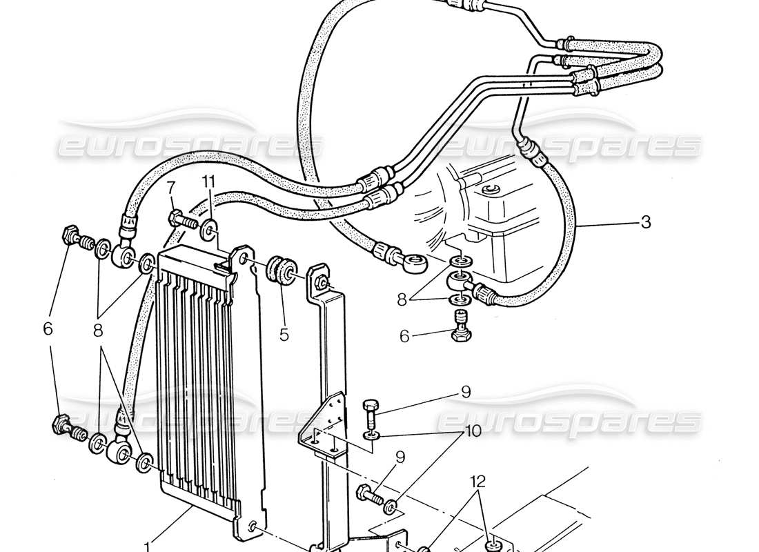 maserati 222 / 222e biturbo kühler für automatikgetriebe (3 ps) teilediagramm