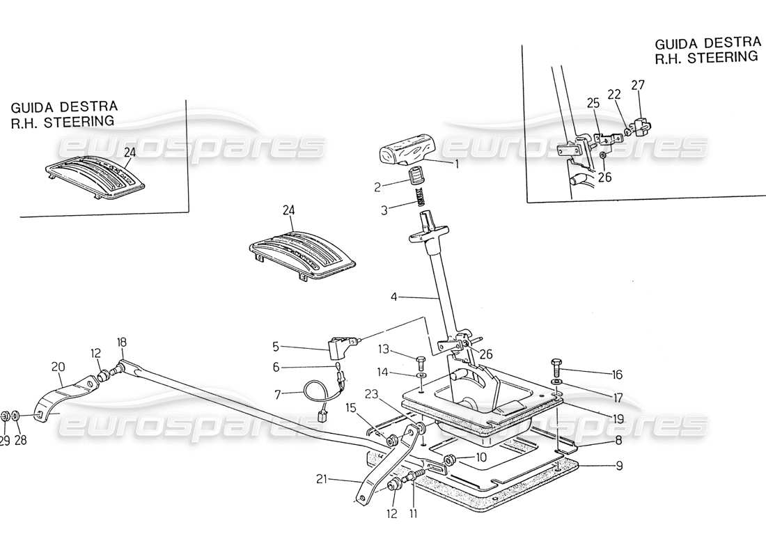 maserati 222 / 222e biturbo automatische getriebesteuerung (4 ps) teilediagramm