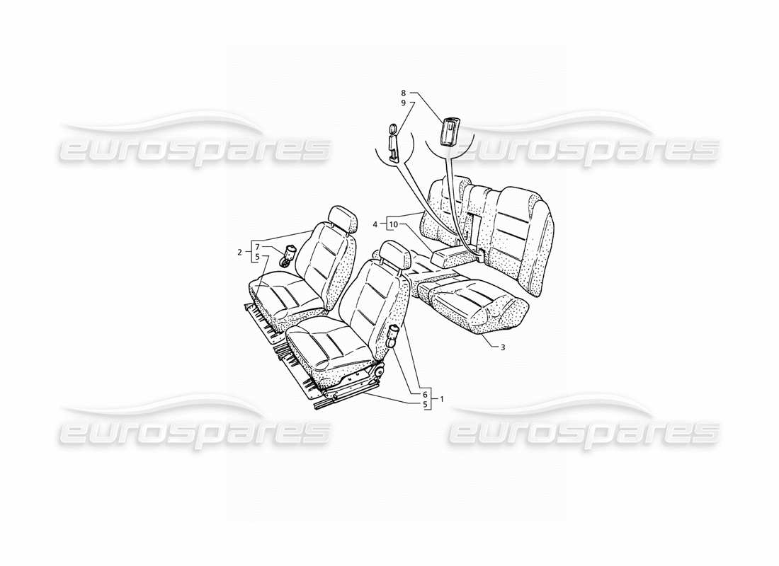 maserati qtp. 3.2 v8 (1999) sitze: struktur- und zubehörteile-diagramm