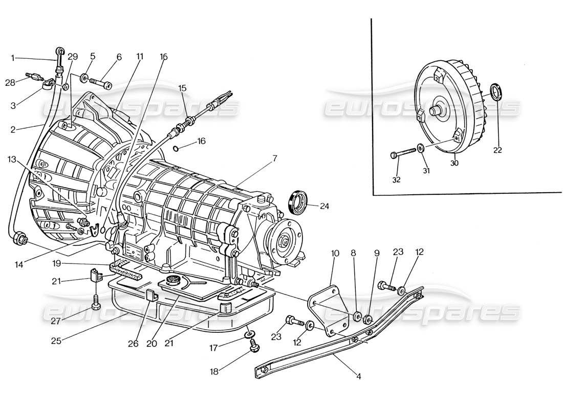 maserati 222 / 222e biturbo automatikgetriebe - wandler (4 ps) teilediagramm