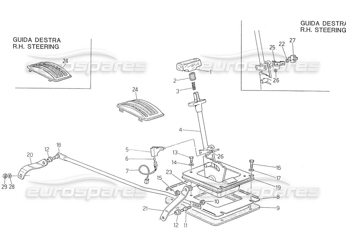 maserati biturbo spider automatische getriebesteuerung (4 ps) teilediagramm