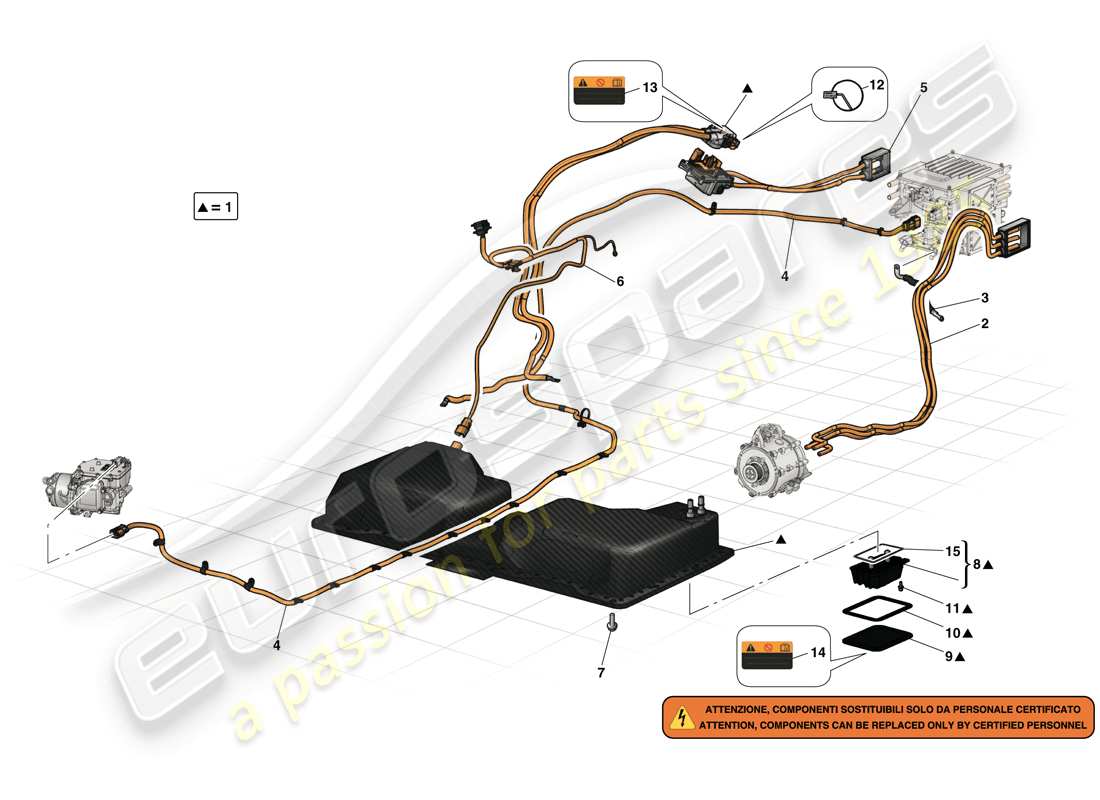 ferrari laferrari (europe) hv-batterie und kabelbäume teilediagramm