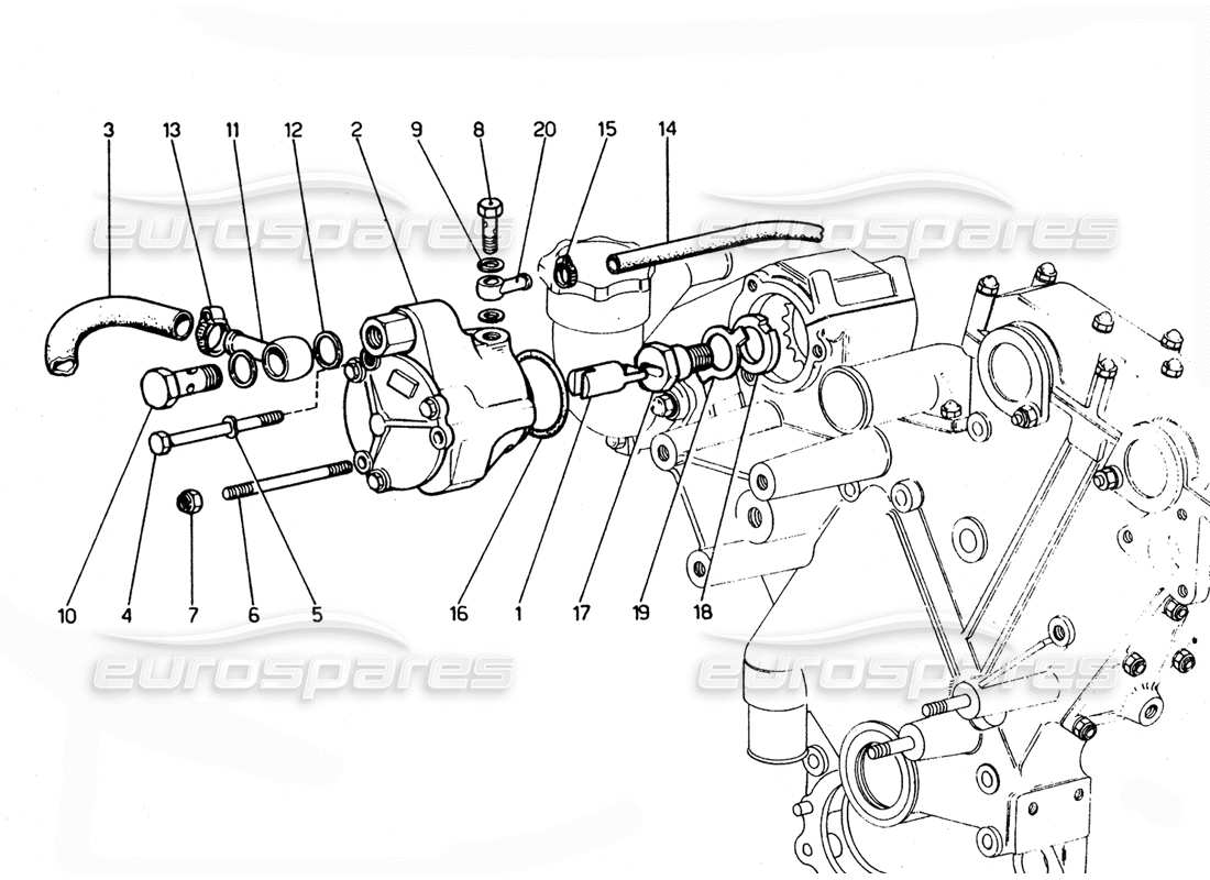 ferrari 365 gtc4 (mechanical) bremsvakuumpumpe - revisionsteildiagramm