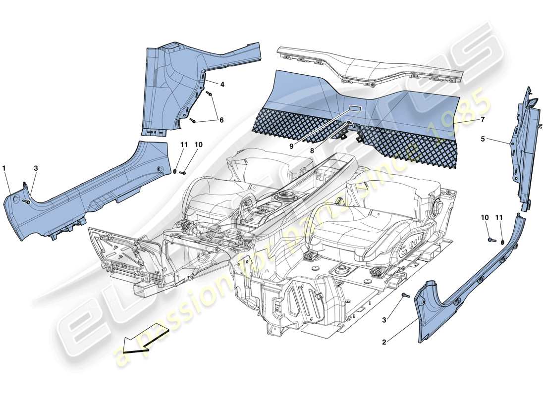 ferrari f12 tdf (usa) innenverkleidung teilediagramm