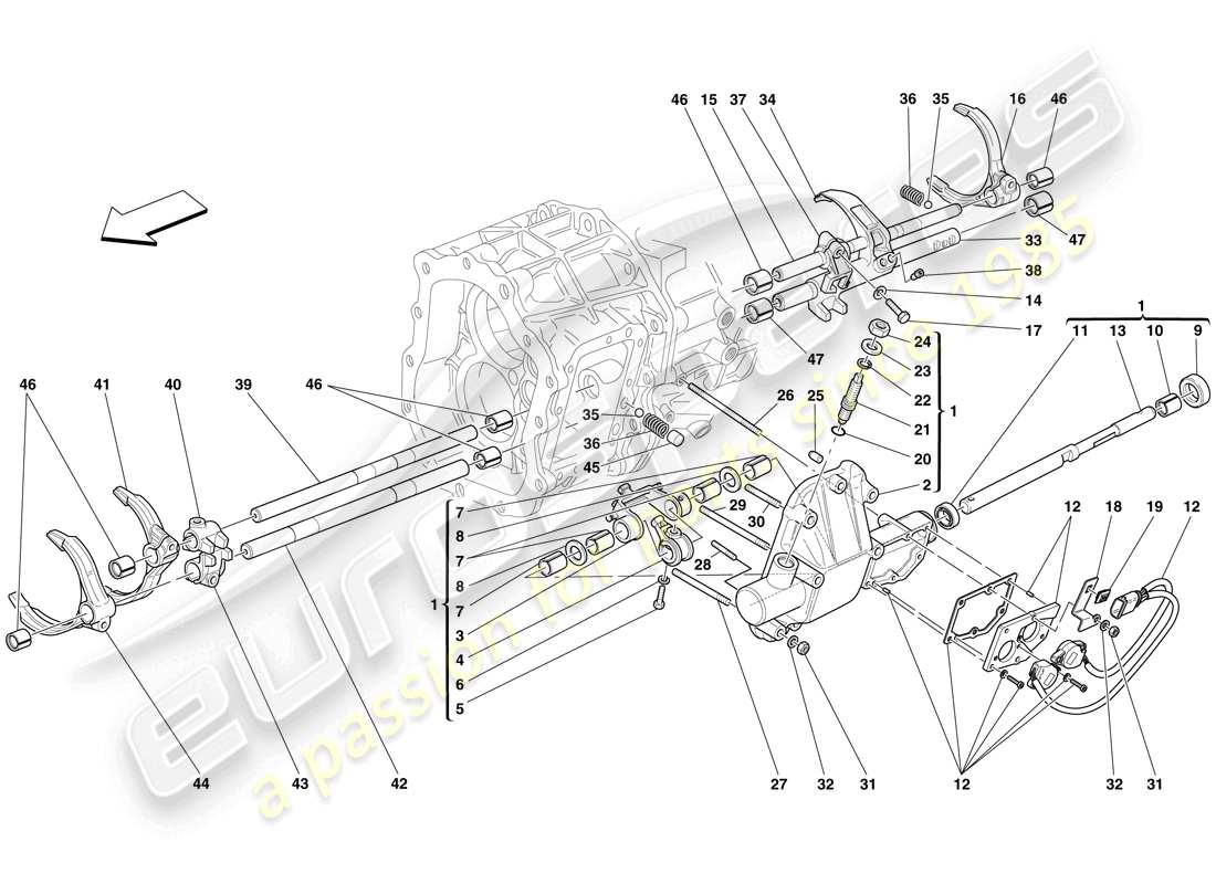 ferrari 599 gtb fiorano (usa) interne getriebesteuerung ersatzteildiagramm