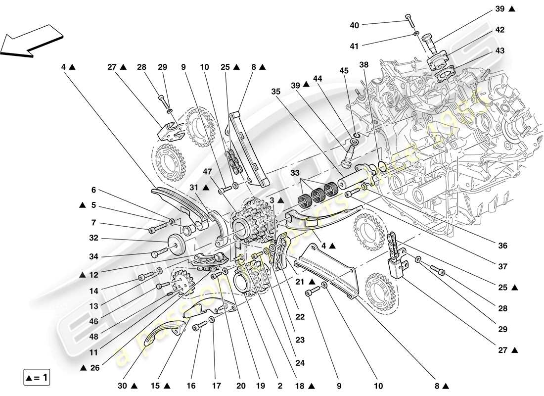 ferrari f430 coupe (europe) timingsystem - antrieb teilediagramm