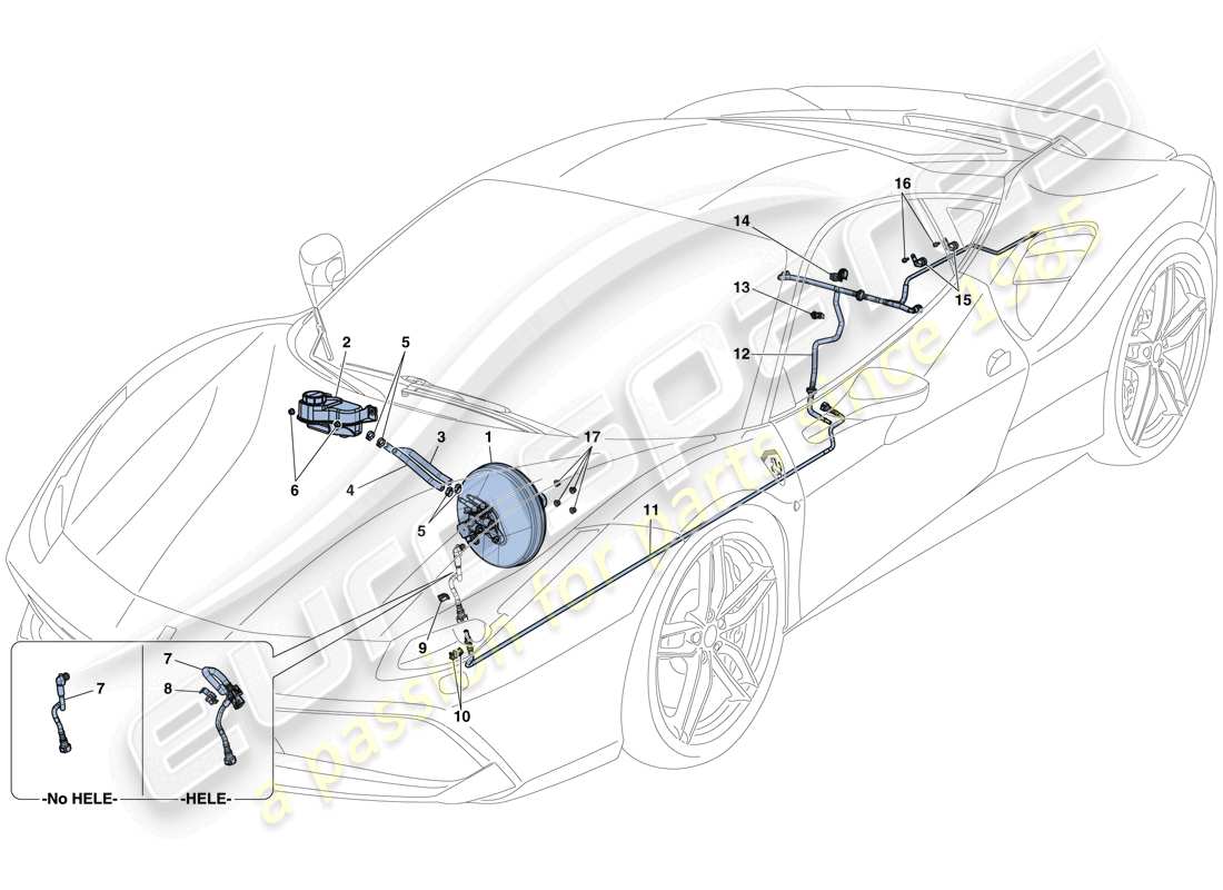 ferrari 488 gtb (europe) servo-bremssystem - teilediagramm