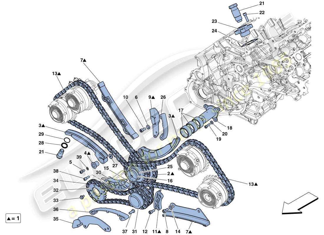 ferrari 458 spider (rhd) timingsystem - antrieb teilediagramm