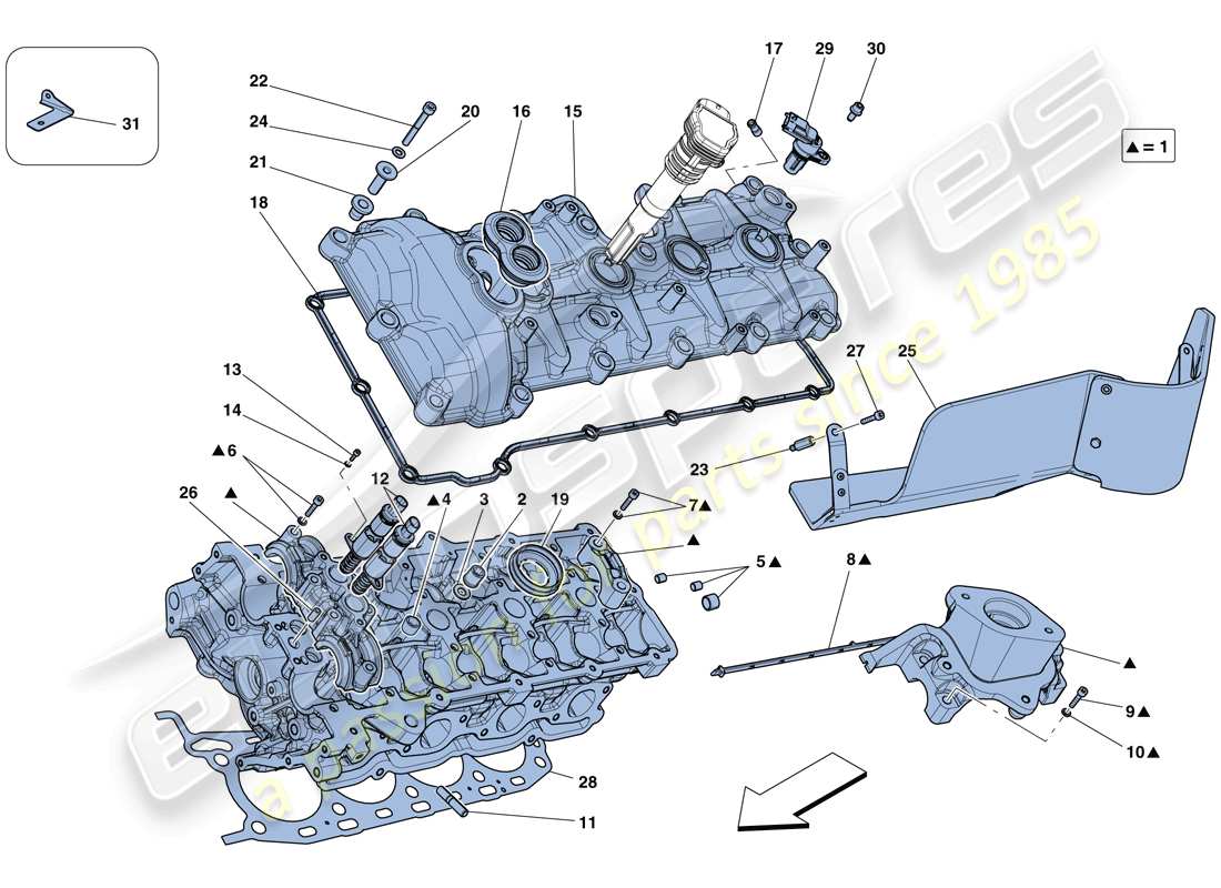 ferrari 458 speciale aperta (usa) linker zylinderkopf teilediagramm