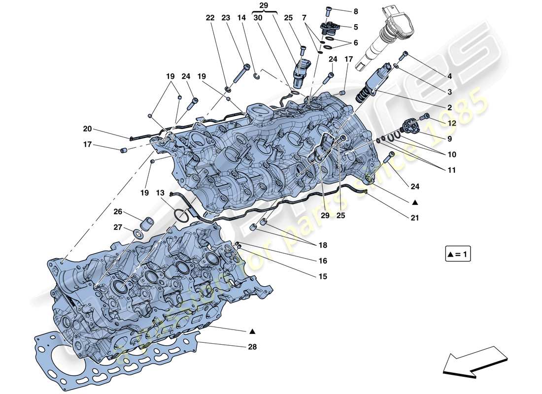 ferrari gtc4 lusso t (usa) linker zylinderkopf teilediagramm