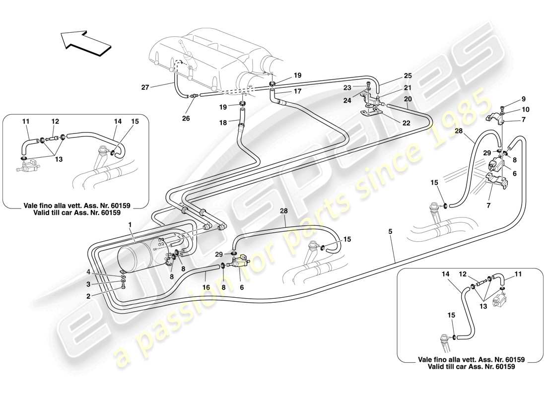 ferrari f430 spider (rhd) pneumatisches antriebssystem teilediagramm