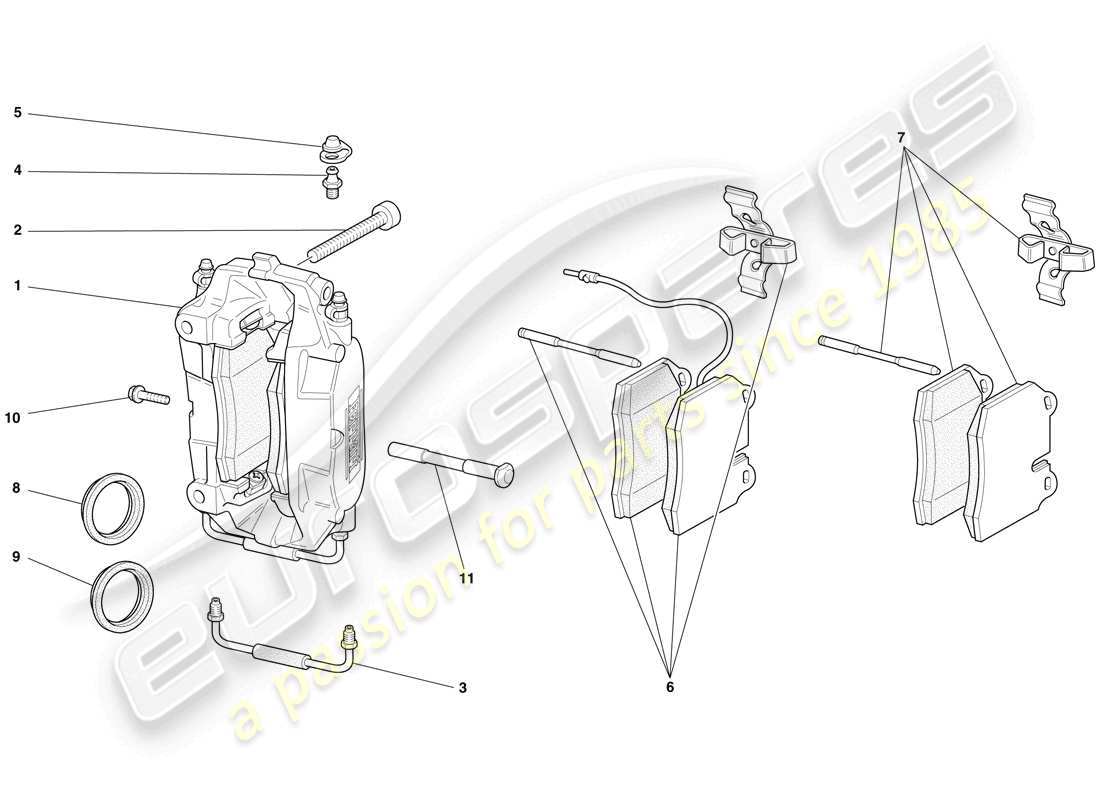 ferrari f430 spider (usa) bremssättel vorne und hinten ersatzteildiagramm