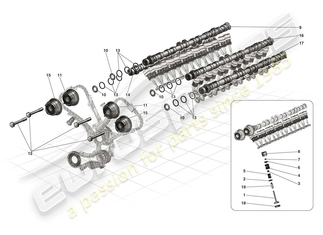 ferrari laferrari (usa) steuersystem - stössel und wellen ersatzteildiagramm