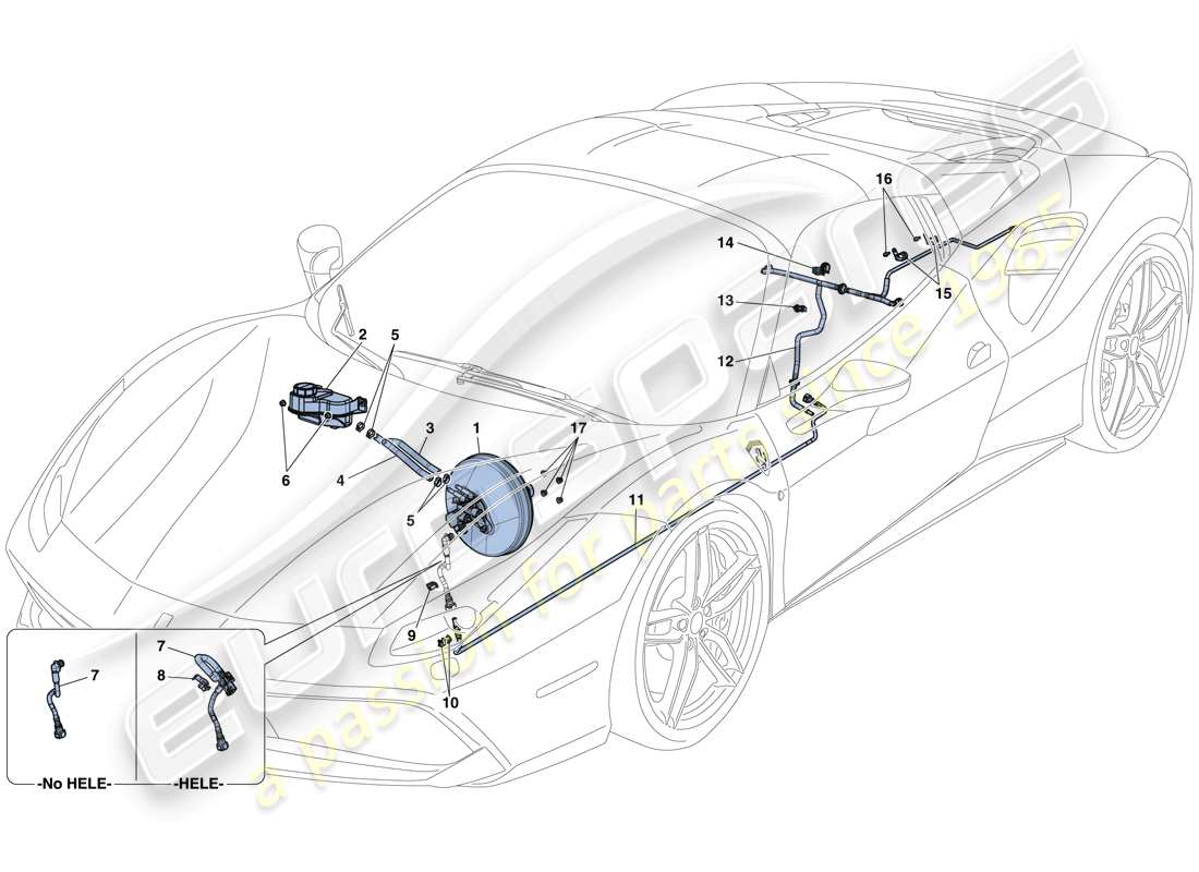 ferrari 488 spider (europe) servo-bremssystem - teilediagramm