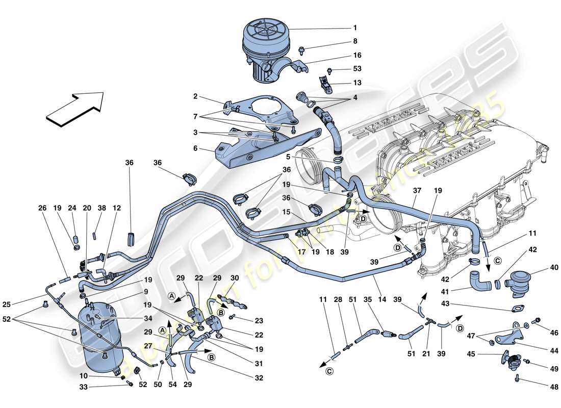 ferrari 458 speciale aperta (usa) sekundärluftsystem teilediagramm