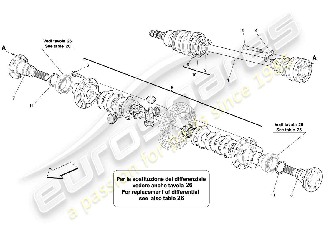 ferrari 599 sa aperta (europe) differential und achsselleite ersatzteildiagramm