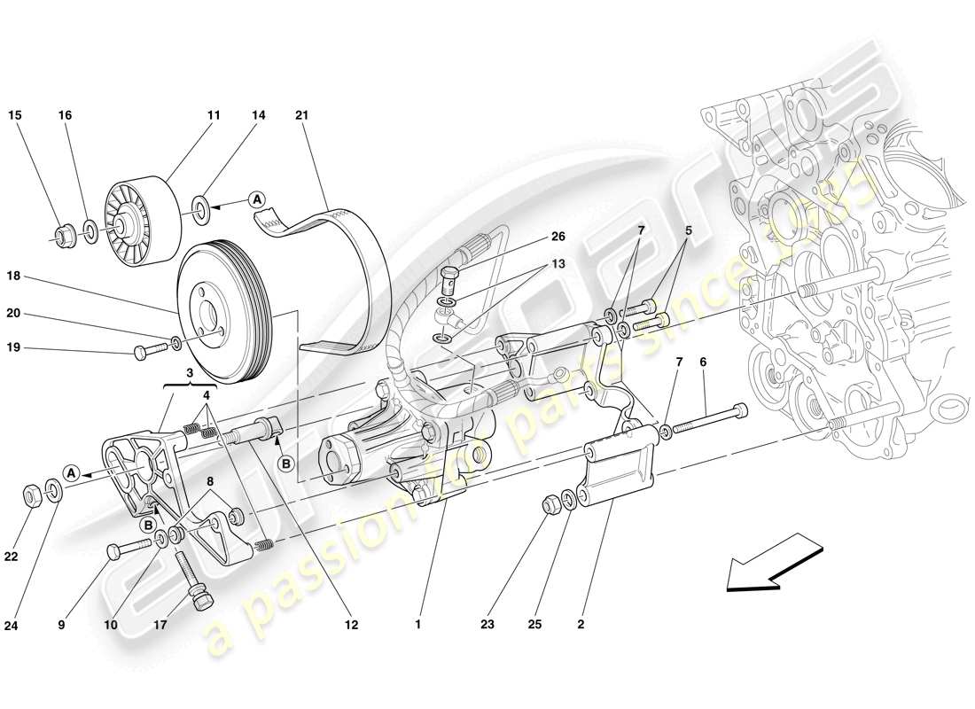 ferrari 612 sessanta (europe) servolenkungspumpe teilediagramm