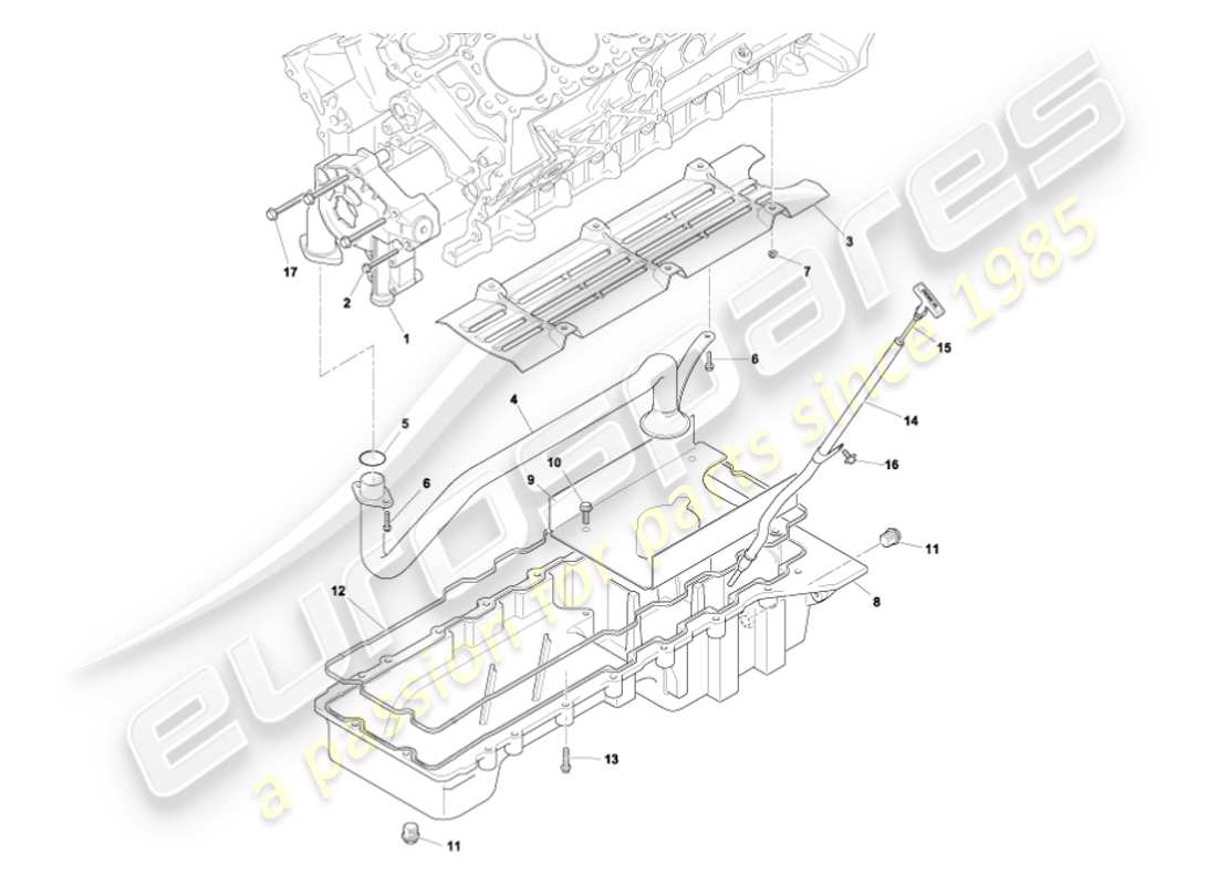 aston martin vanquish (2007) teilediagramm für ölpumpe und ölwanne