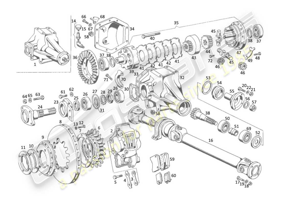 maserati kyalami differential und propellerwelle teilediagramm