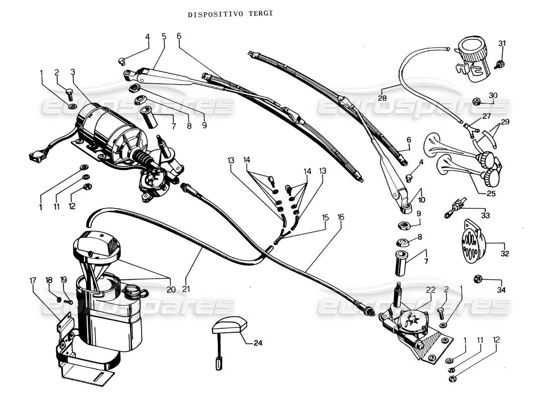 lamborghini espada wischersystem (australien) teilediagramm