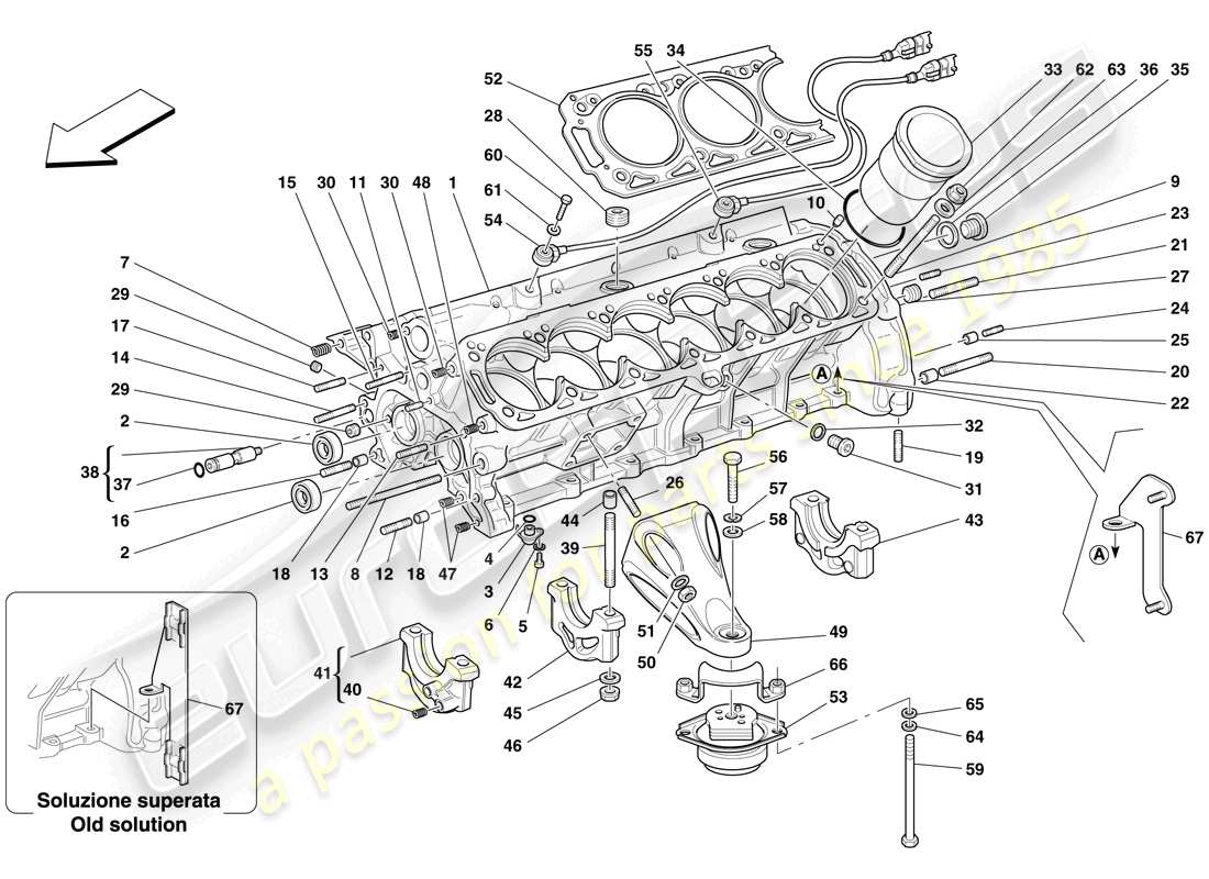 ferrari 612 scaglietti (rhd) kurbelgehäuse teilediagramm
