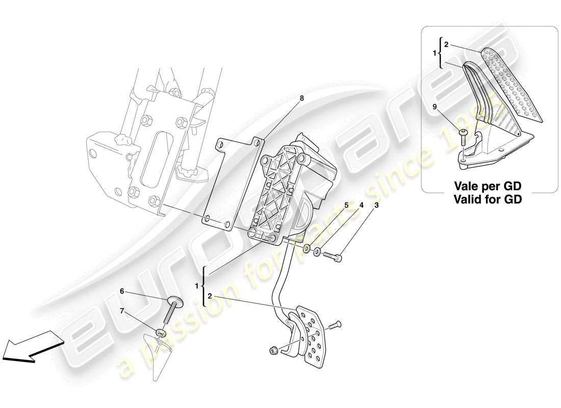 ferrari 612 sessanta (europe) elektronisches gaspedal teilediagramm