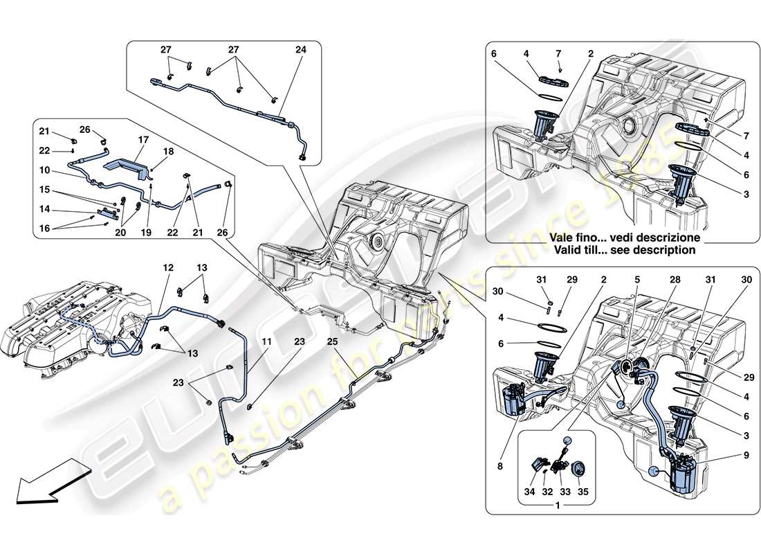 ferrari ff (europe) kraftstoffsystempumpen und rohre teilediagramm