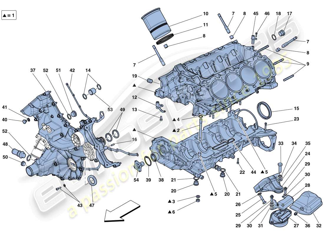 ferrari 458 speciale (rhd) kurbelgehäuse-teilediagramm